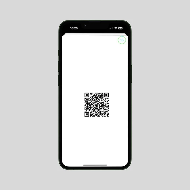 Mobil som visar en QR-kod